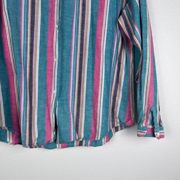 Lands End‎ Women's Button Up Multi Color Striped Blouse Sz 16 - Picture 4 of 5